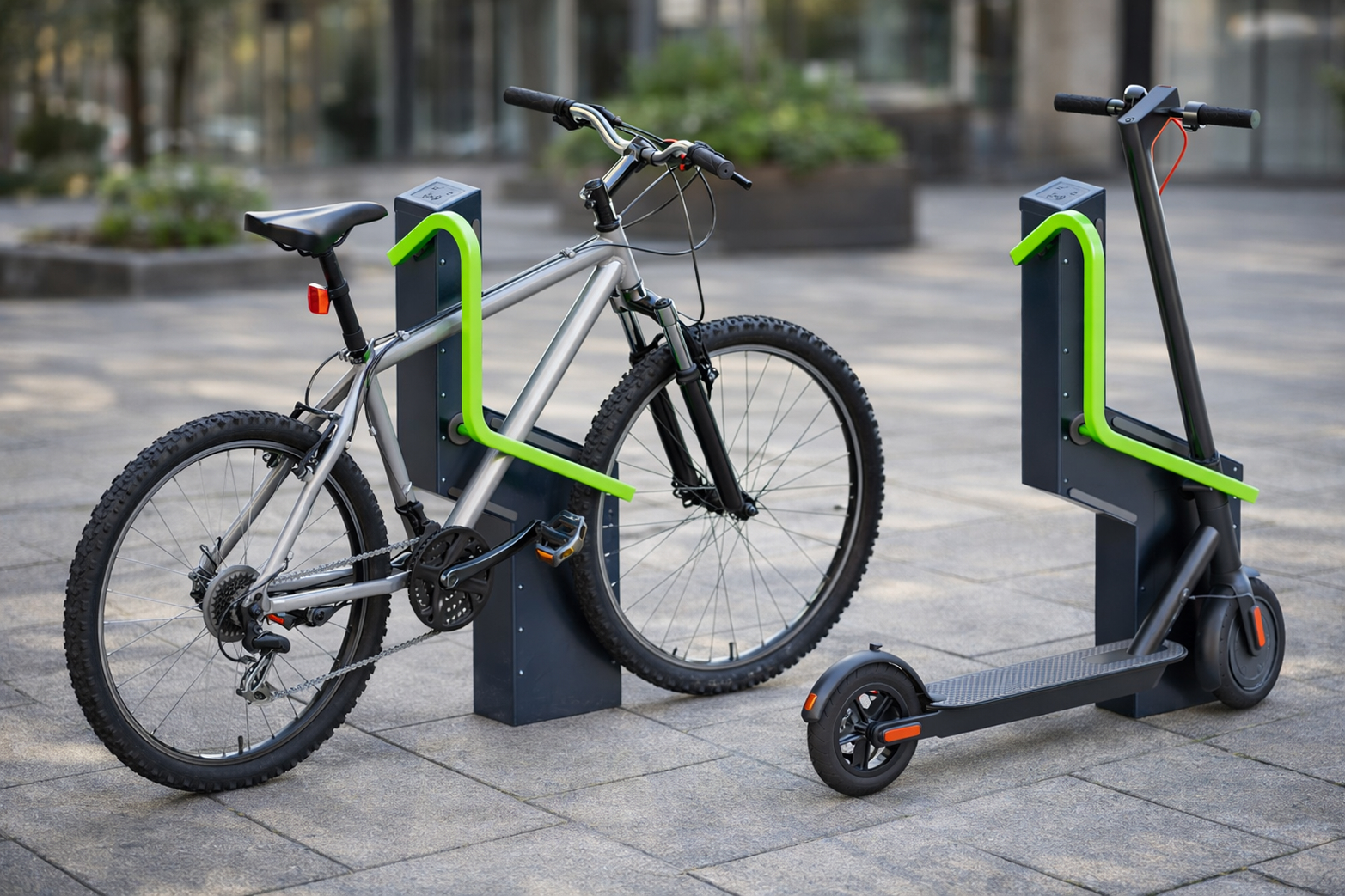 Bikeep smart station with bike and scooter docks